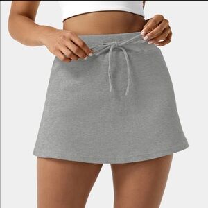 HALARA Fog Gray Everyday Drawstring Waffle Mini Chill Cotton Skirt-Delectable